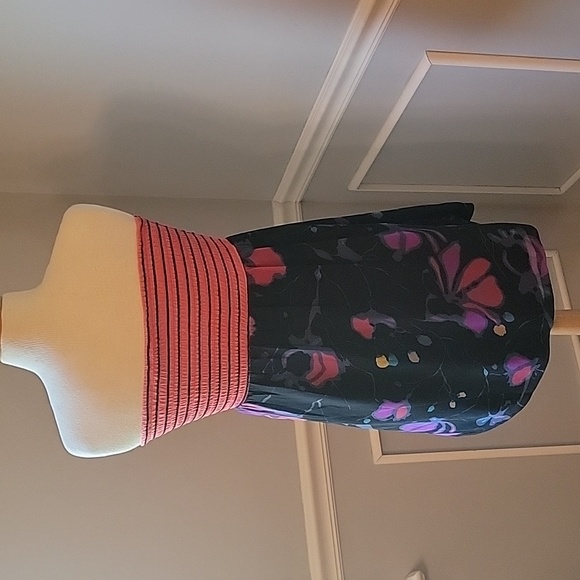 ROXY Strapless Striped Abstract Floral Printed Sun Dress Size M - Picture 4 of 12